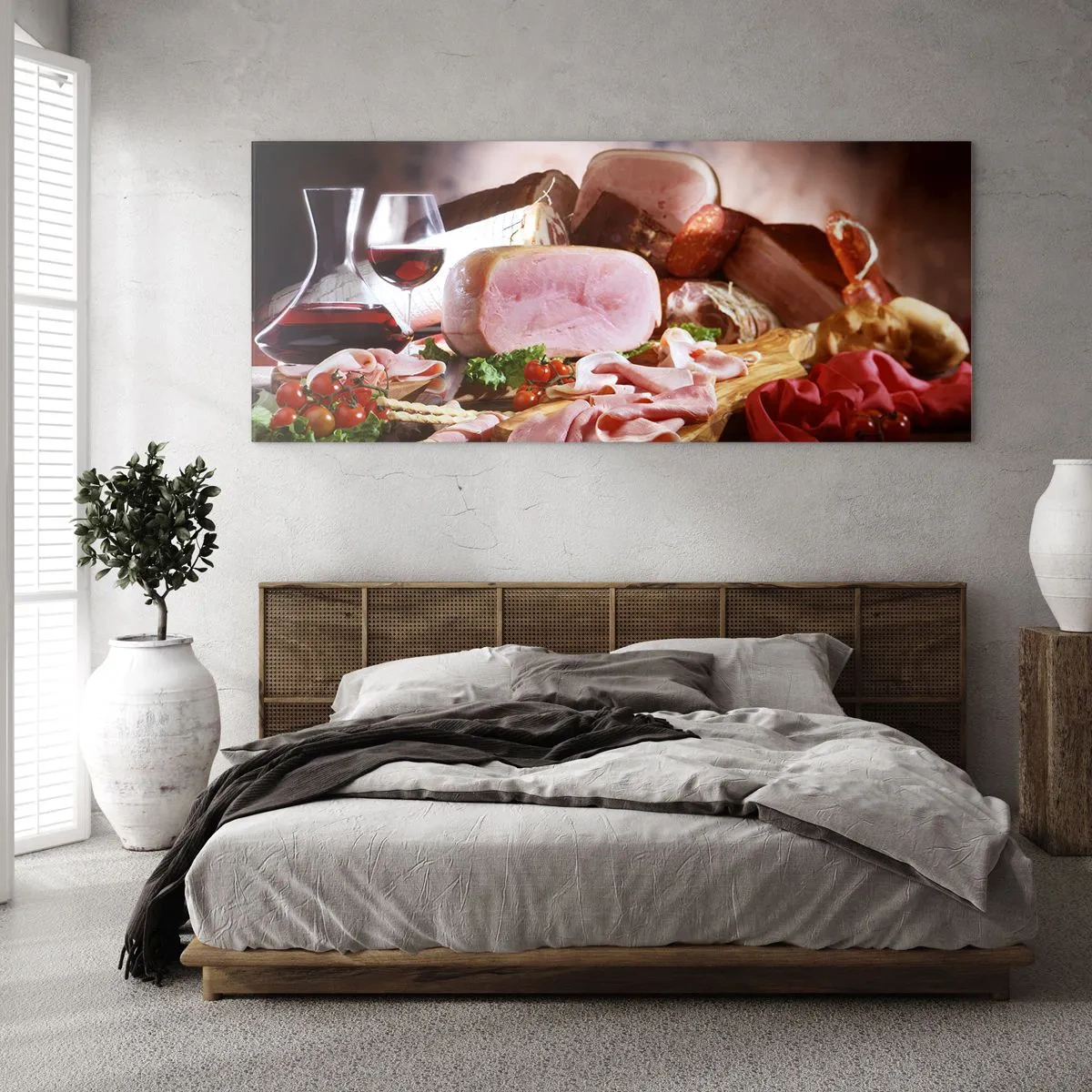 Obraz na szkle - Kulinarne marzenie z karafką - 100x40 cm