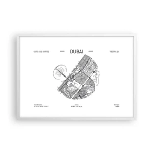 Plakat w białej ramie - Anatomia Dubaju - 70x50 cm