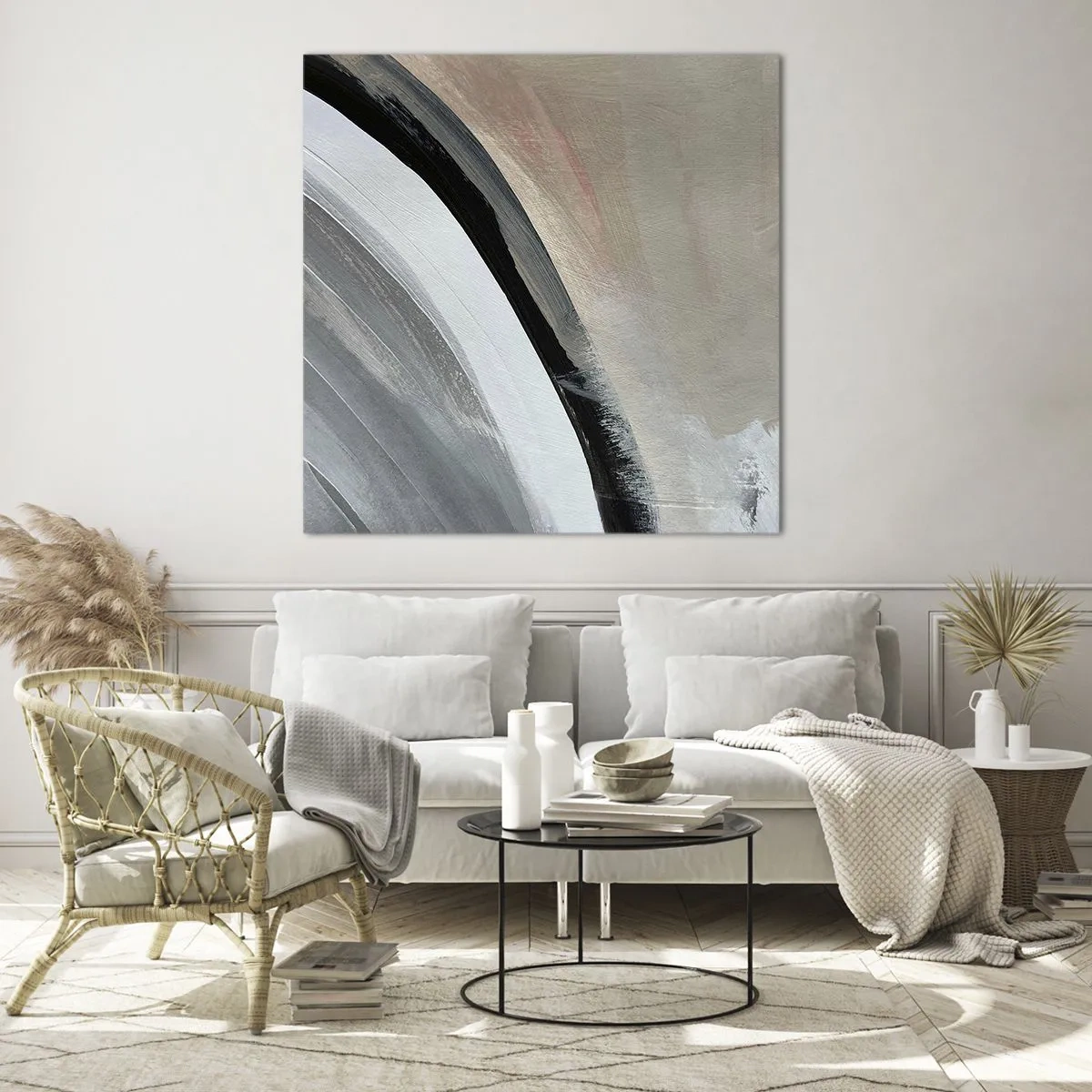 Obraz na szkle - Kompozycja: łuk czerni i szarości - 60x60 cm