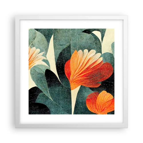 Plakat w białej ramie - Żar tropików i chłód zieleni - 40x40 cm