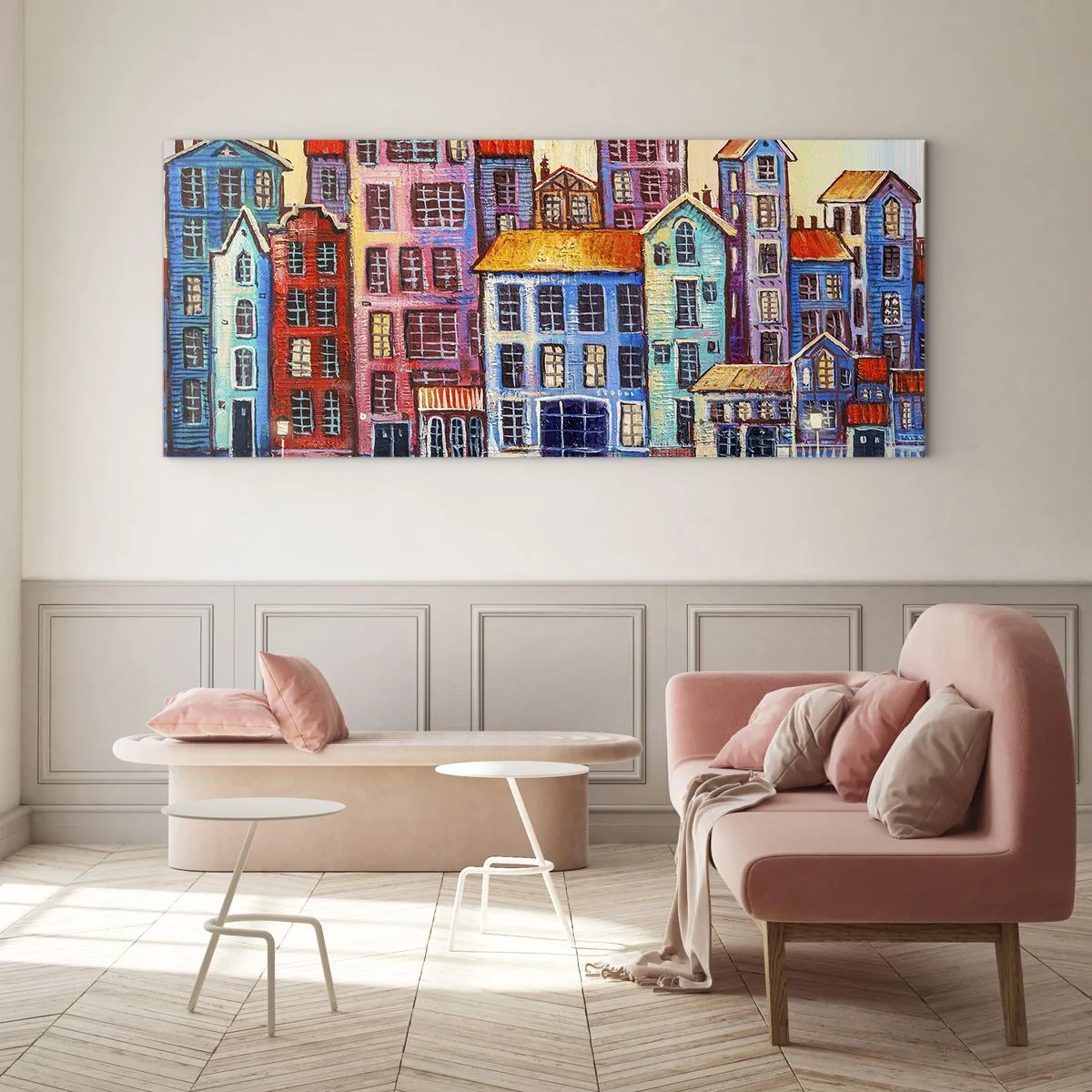 Obraz na szkle - Miasto jak z bajki - 100x40 cm