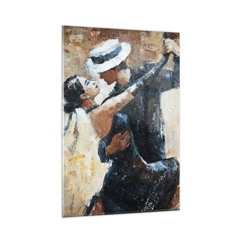 Obraz na szkle - Para tańcząca tango w romantycznym, eleganckim stylu - 80x120cm - A la Rudolf Valentino - Nowoczesna dekoracja ścienna do salonu i sypialni ARTTOR