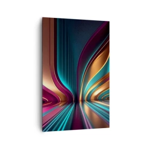 Obraz na płótnie - Futurystyczna abstrakcja z intensywnymi kolorami i krzywiznami - 80x120cm - Architektura światła - Nowoczesna dekoracja ścienna do salonu i sypialni ARTTOR