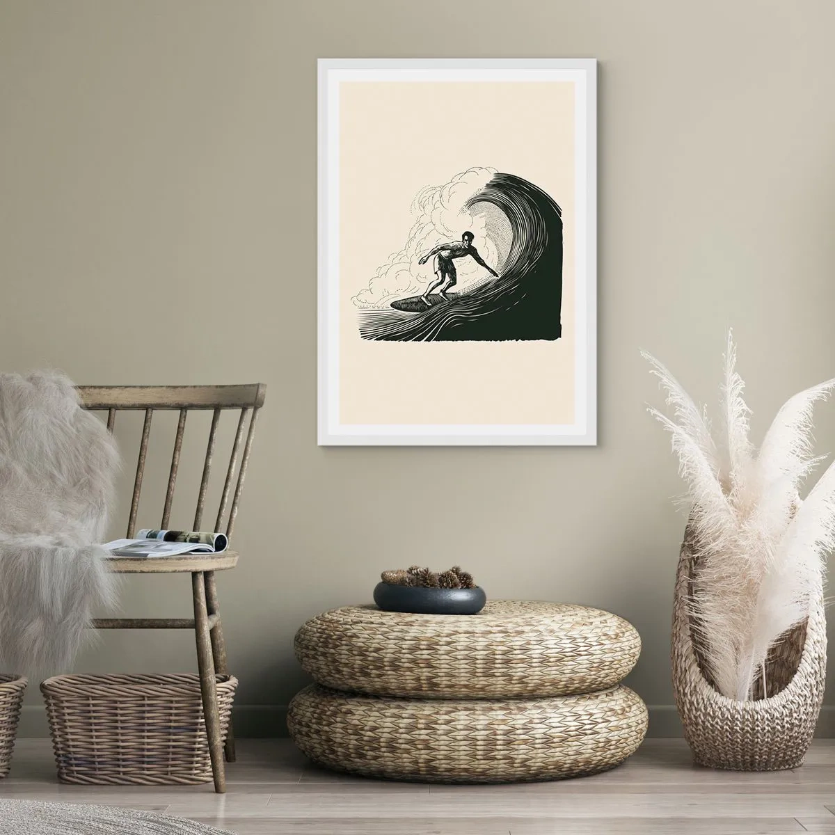 Plakat w białej ramie - Król fali - 40x50 cm