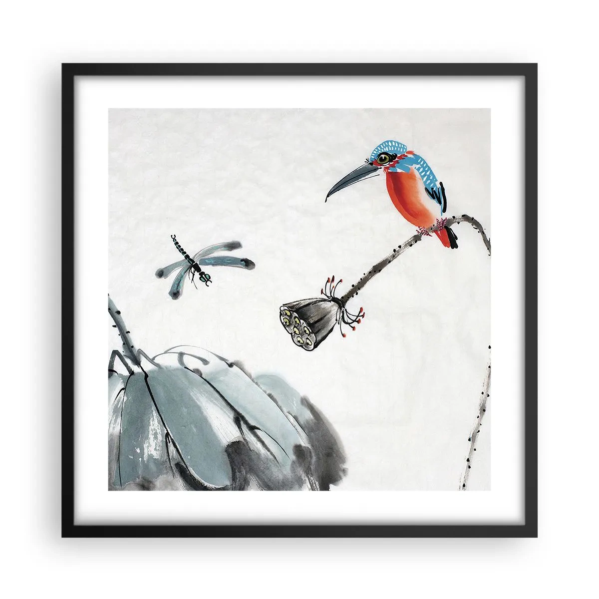 Plakat w czarnej ramie - Życie łąki - 50x50 cm