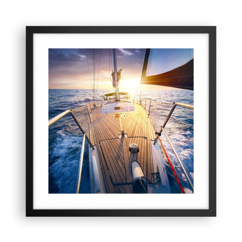 Plakat w czarnej ramie - Biegnąca po falach - 40x40 cm