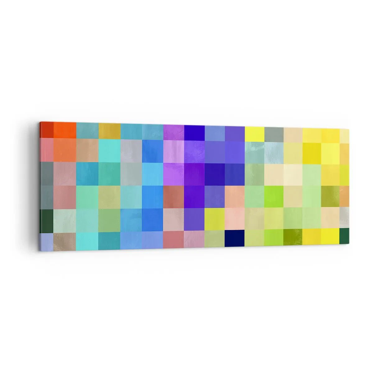 Obraz na płótnie - Kolorowa mozaika kwadratów w różnorodnych barwach - 140x50cm - Każdy inny, wszystkie równe - Nowoczesna dekoracja ścienna do salonu i sypialni ARTTOR