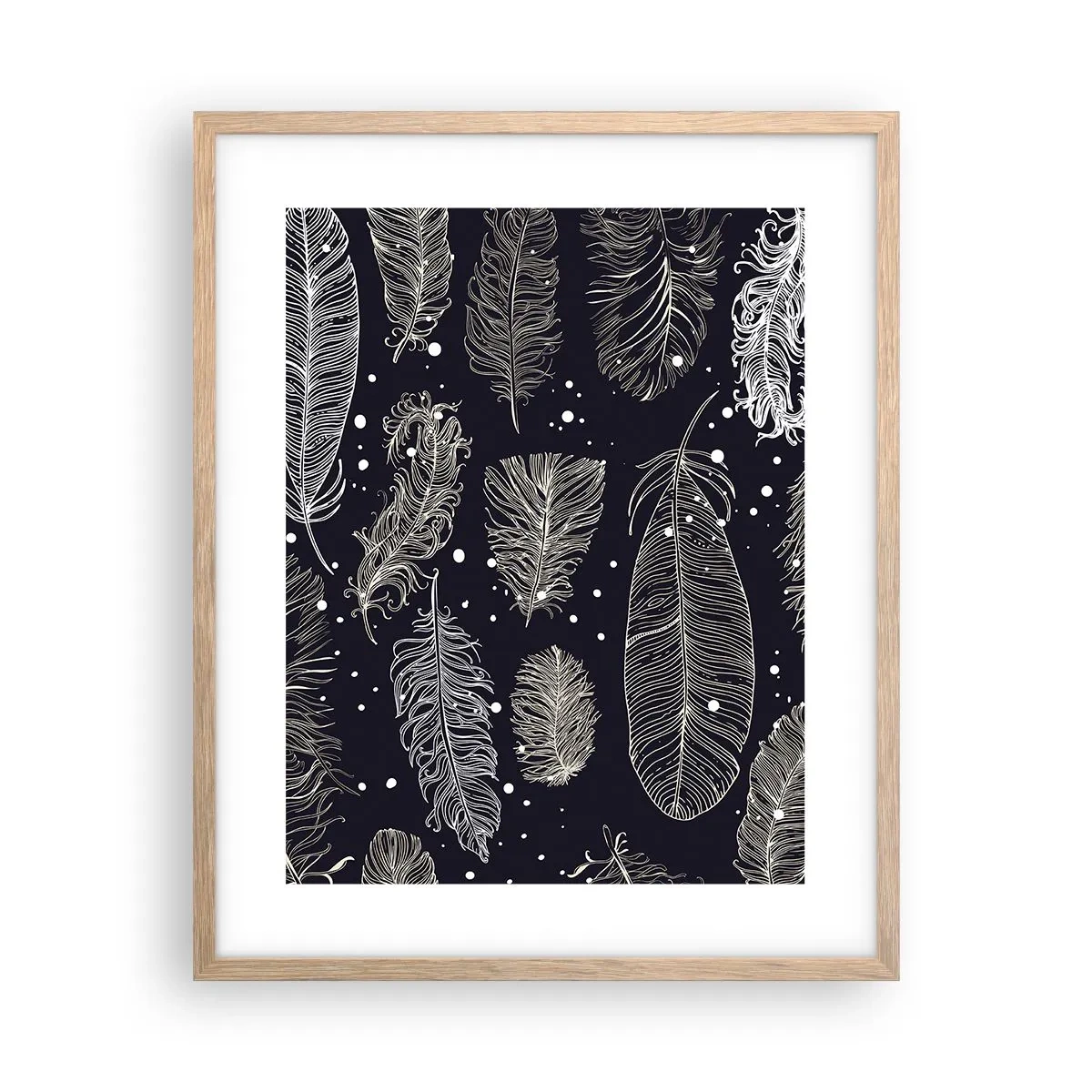 Plakat w ramie jasny dąb - Pierzasta koronka - 40x50 cm