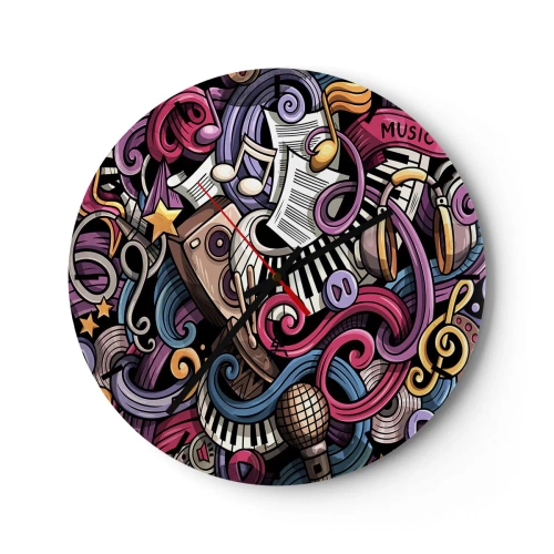 Zegar ścienny - Abstrakcyjna kompozycja muzycznych motywów i instrumentów - 30x30cm - Skomplikowana melodia - Nowoczesna dekoracja ścienna do salonu, kuchni i sypialni ARTTOR