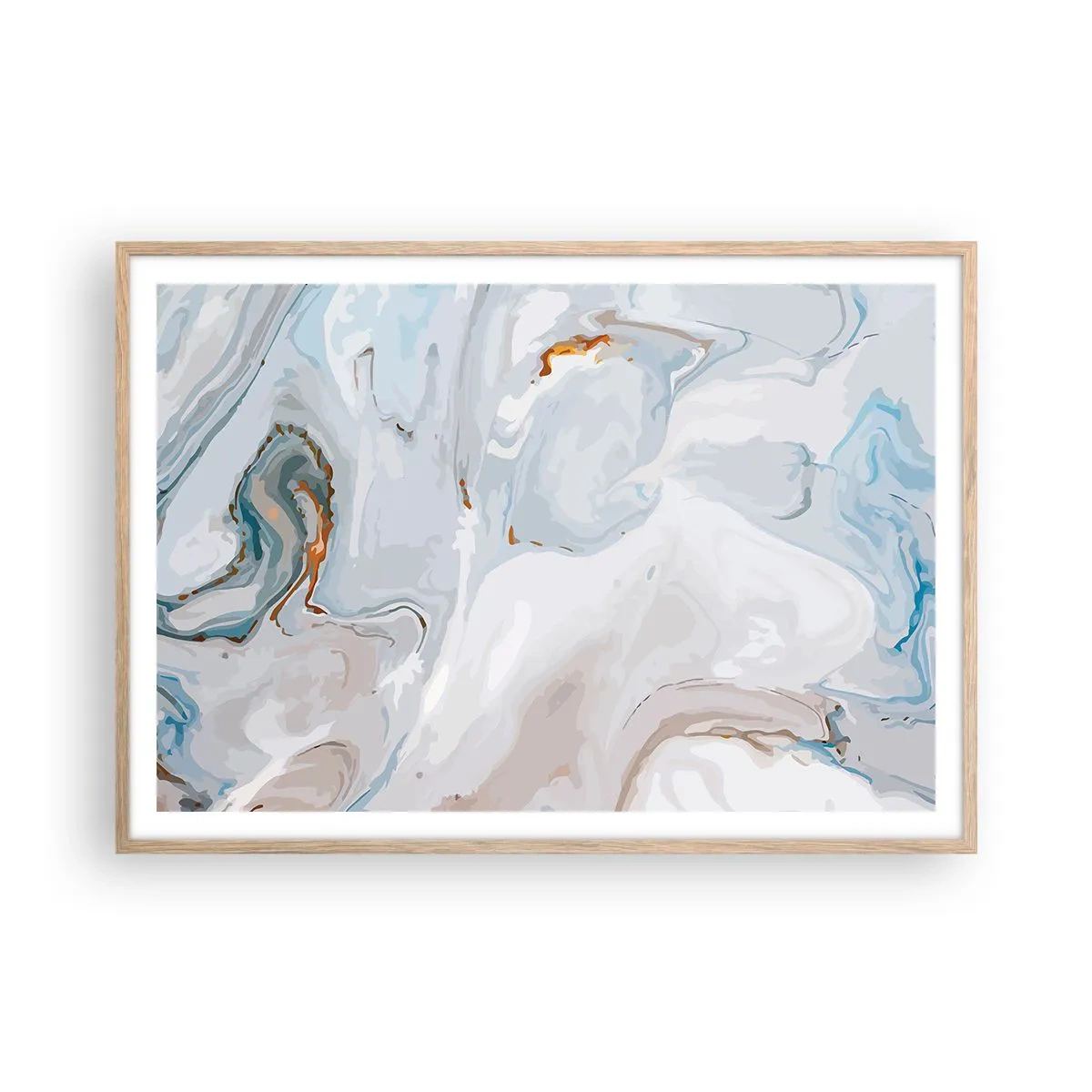 Plakat w ramie jasny dąb - Biel wypiętrzona - 100x70 cm