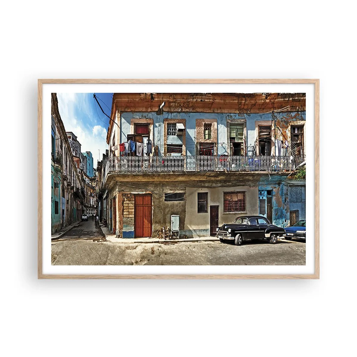 Plakat w ramie jasny dąb - Hawańskie klimaty - 100x70 cm