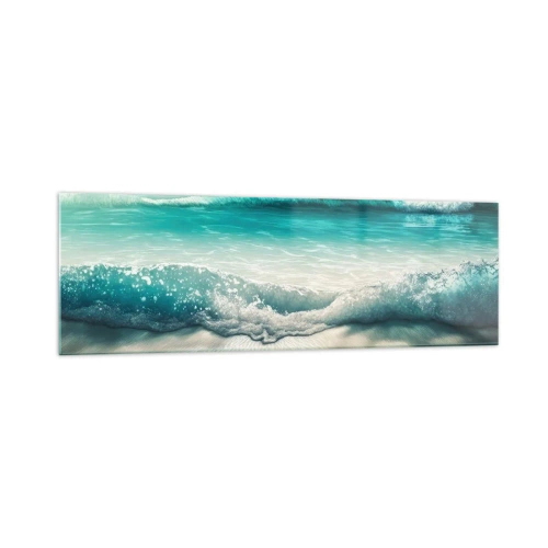 Obraz na szkle - Fale oceanu na jasnej piaszczystej plaży - 160x50cm - Spokój oceanu - Nowoczesna dekoracja ścienna do salonu i sypialni ARTTOR