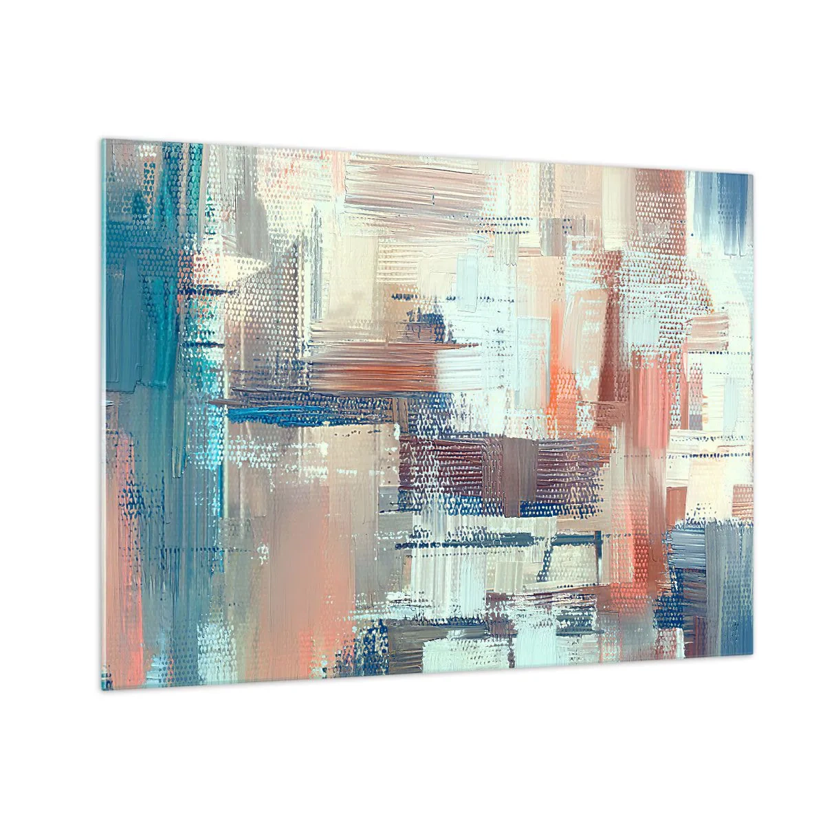 Obraz na szkle - Kolorowa abstrakcja z poziomymi i pionowymi pociągnięciami pędzla - 70x50cm - Dotrzeć do światła - Nowoczesna dekoracja ścienna do salonu i sypialni ARTTOR