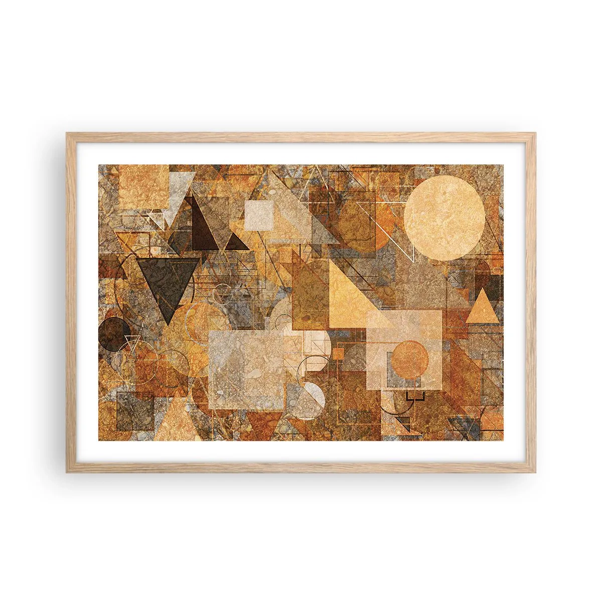 Plakat w ramie jasny dąb - Kubistyczne studium brązu - 70x50 cm