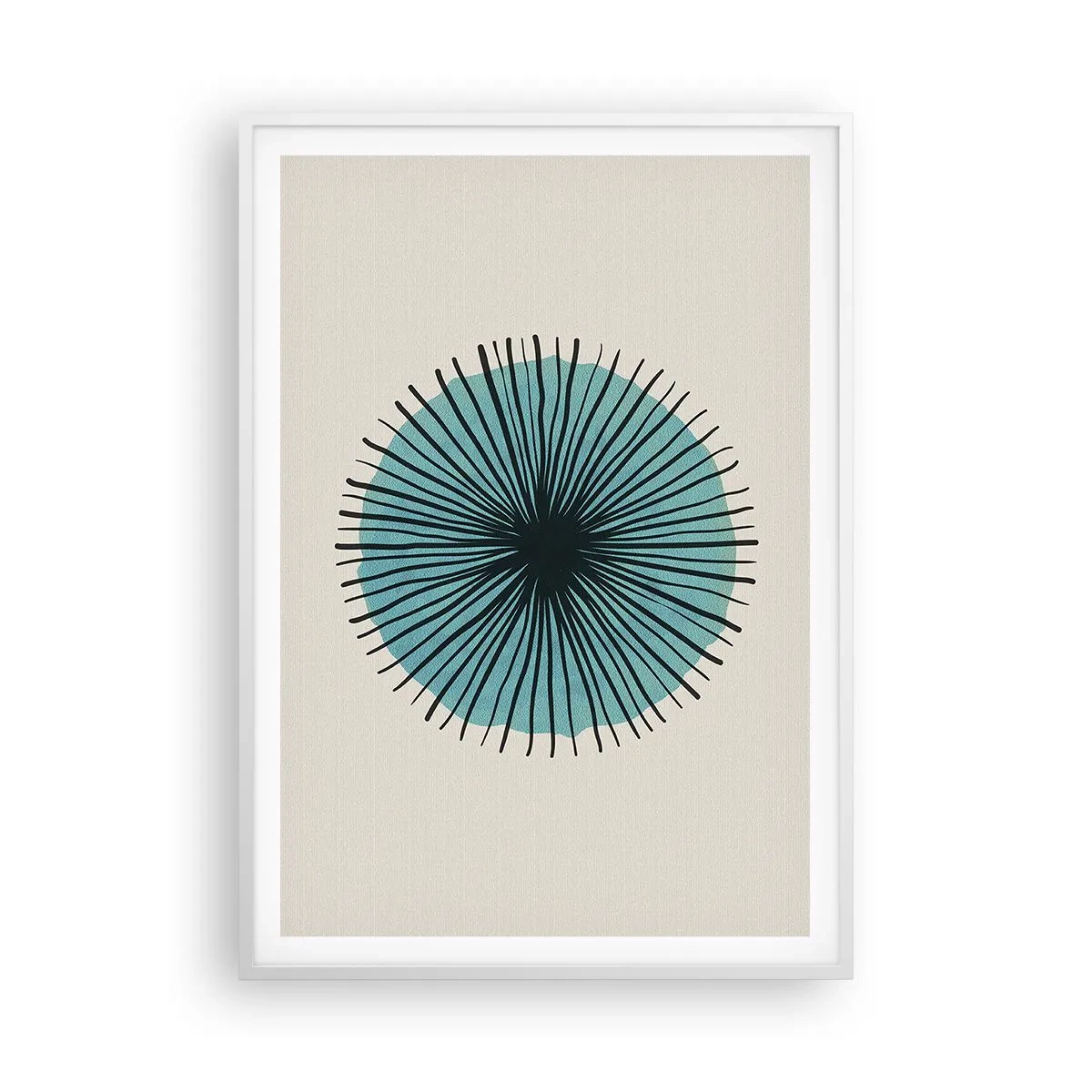 Plakat w białej ramie - Promieniście na błękicie - 70x100 cm