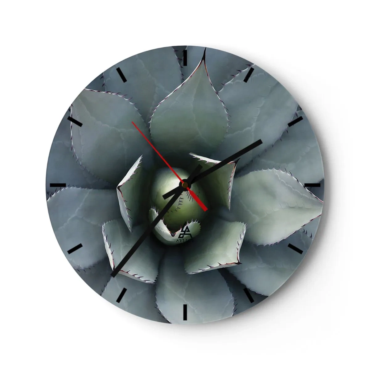 Zegar ścienny - Zbliżenie na geometryczny układ liści agawy - 30x30cm - Wabi i przestrzega - Nowoczesna dekoracja ścienna do salonu, kuchni i sypialni ARTTOR