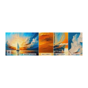Fototapeta Próbka Samoprzylepna Deluxe Sticker - Żegluga w złocie - Pejzaż, Marynistyczny, Żaglówka - 100x30 cm