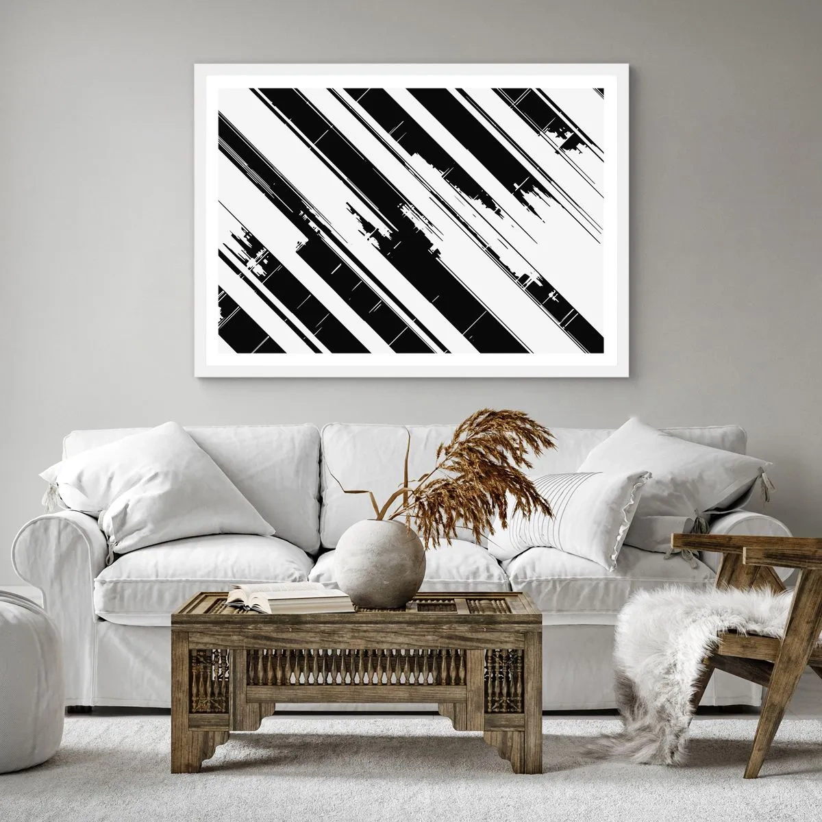 Plakat w białej ramie - Kompozycja intensywna i dynamiczna - 60x60 cm