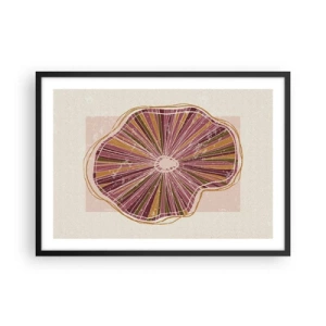 Plakat w czarnej ramie - Abstrakcyjny wzór plastra drzewa w różowych odcieniach - 70x50cm - Abstrakcja promienista - Nowoczesna dekoracja ścienna do salonu i sypialni ARTTOR