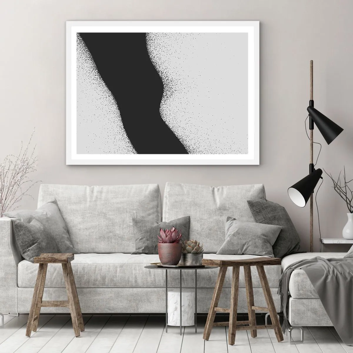 Plakat w białej ramie - Płynna równowaga - 70x50 cm