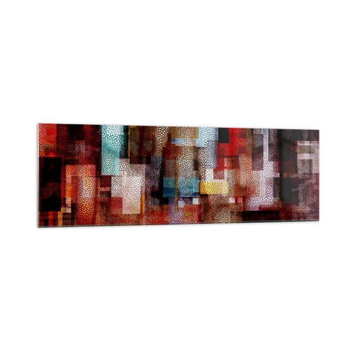 Obraz na szkle - Geometryczna abstrakcja w intensywnych odcieniach czerwieni - 160x50cm - Pomieszanie z poplątaniem - Nowoczesna dekoracja ścienna do salonu i sypialni ARTTOR