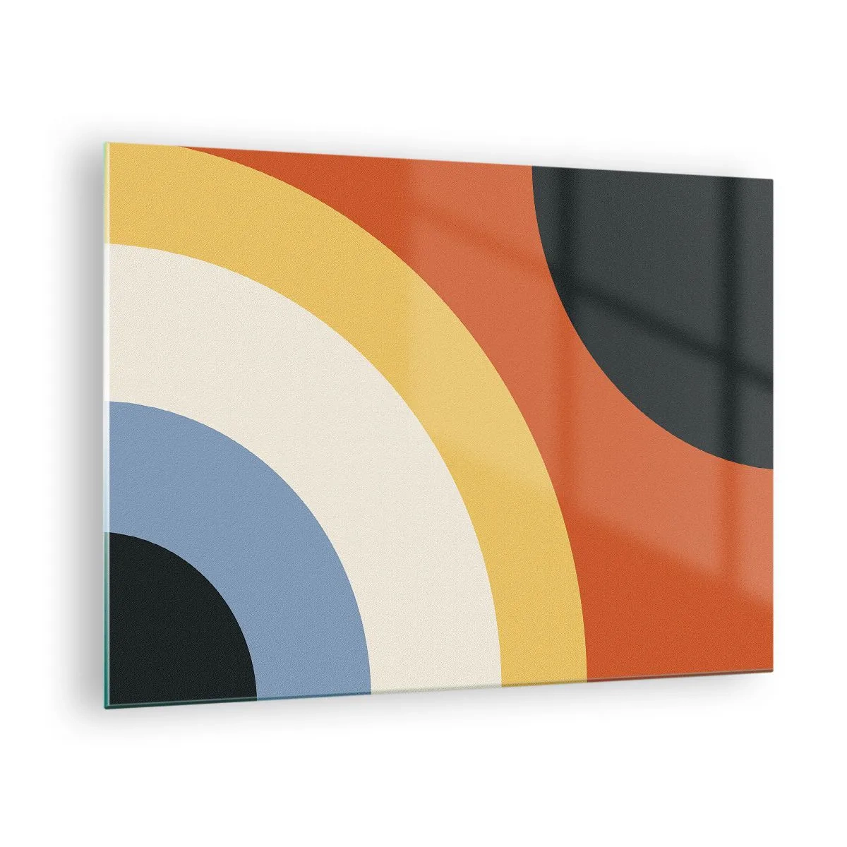 Obraz na szkle - Abstrakcyjne kolorowe łuki na szklanym tle - 70x50cm - Ku sobie - Nowoczesna dekoracja ścienna do salonu i sypialni ARTTOR