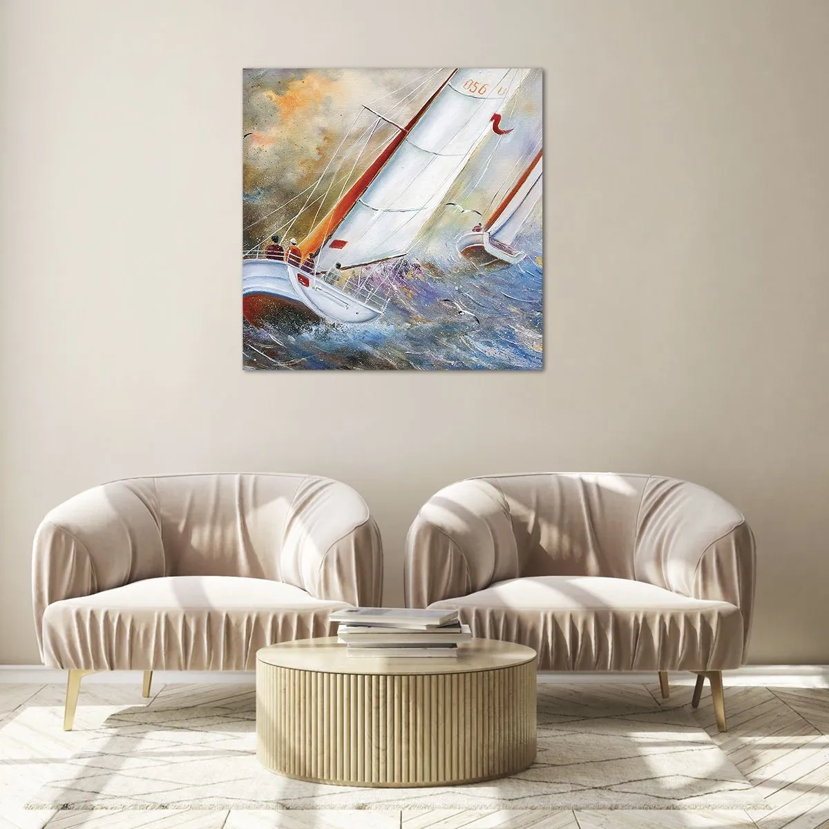 Obraz na szkle - Biegnące po falach - 50x50 cm