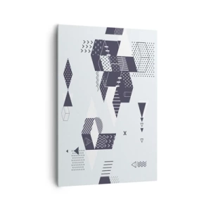 Obraz na płótnie - Nowoczesna grafika geometryczna w odcieniach bieli i granatu - 70x100cm - W duszy matematyka - Nowoczesna dekoracja ścienna do salonu i sypialni ARTTOR
