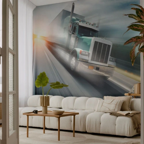 Fototapeta Samoprzylepna Deluxe Sticker - Amerykański olbrzym w pędzie - Ciężarówka, Motoryzacja, Transport - 450x315 cm