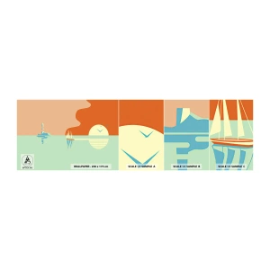 Fototapeta Próbka Samoprzylepna Deluxe Sticker - Morski pejzaż idealny - Abstrakcja, Żaglowiec, Latarnia - 100x30 cm