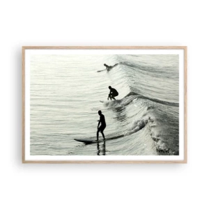 Plakat w ramie jasny dąb - Na spotkanie fali - 100x70 cm