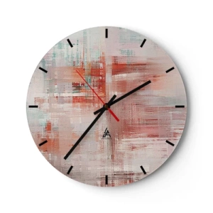 Zegar ścienny - Abstrakcyjna kompozycja pociągnięć w odcieniach różu i bieli - 30x30cm - Zamglone. Ale różowe - Nowoczesna dekoracja ścienna do salonu, kuchni i sypialni ARTTOR