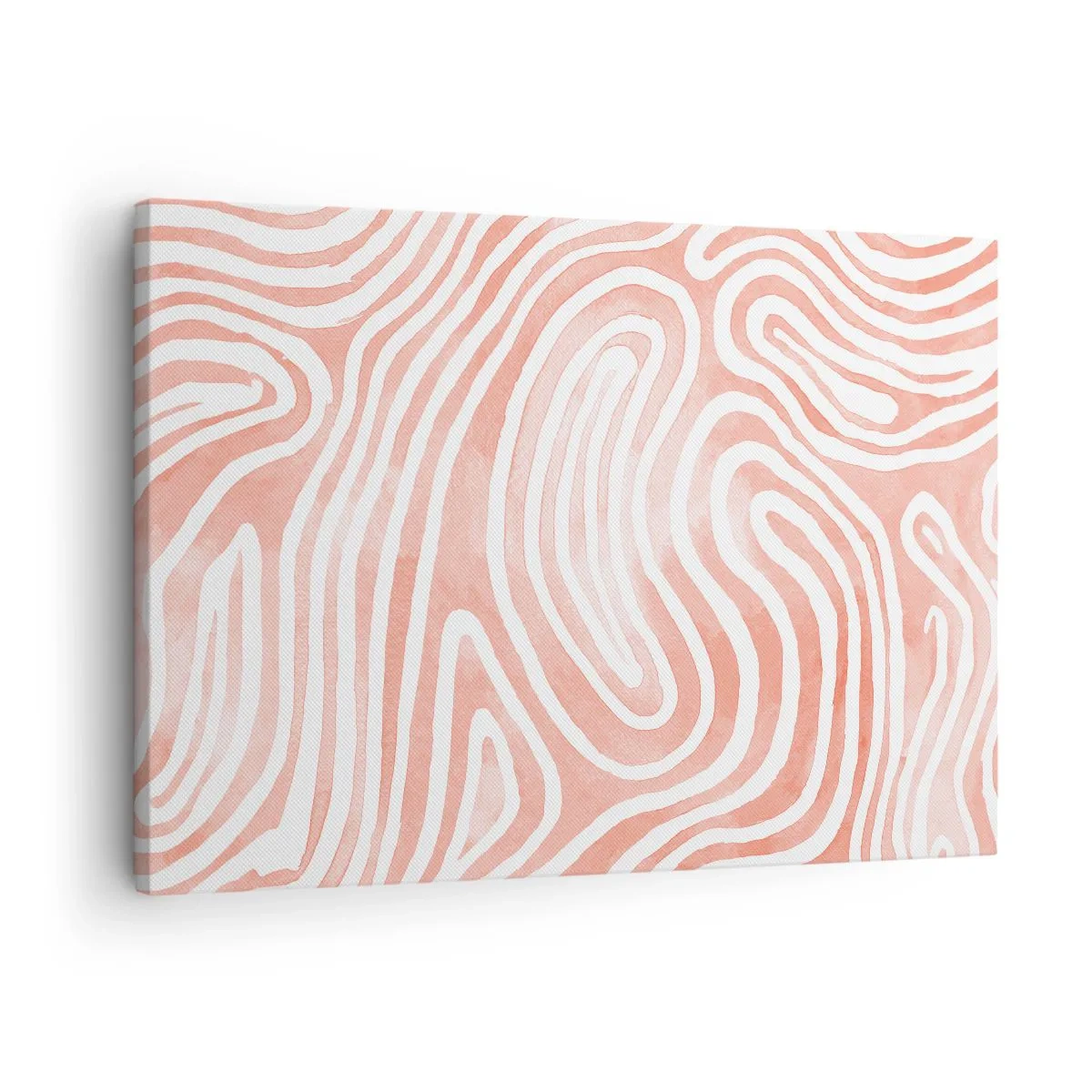Obraz na płótnie - Abstrakcyjny wzór w odcieniach różu i bieli - 70x50cm - W koralowym labiryncie - Nowoczesna dekoracja ścienna do salonu i sypialni ARTTOR