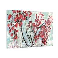 Üveg kép - Fa skarlát színben - 100x70 cm