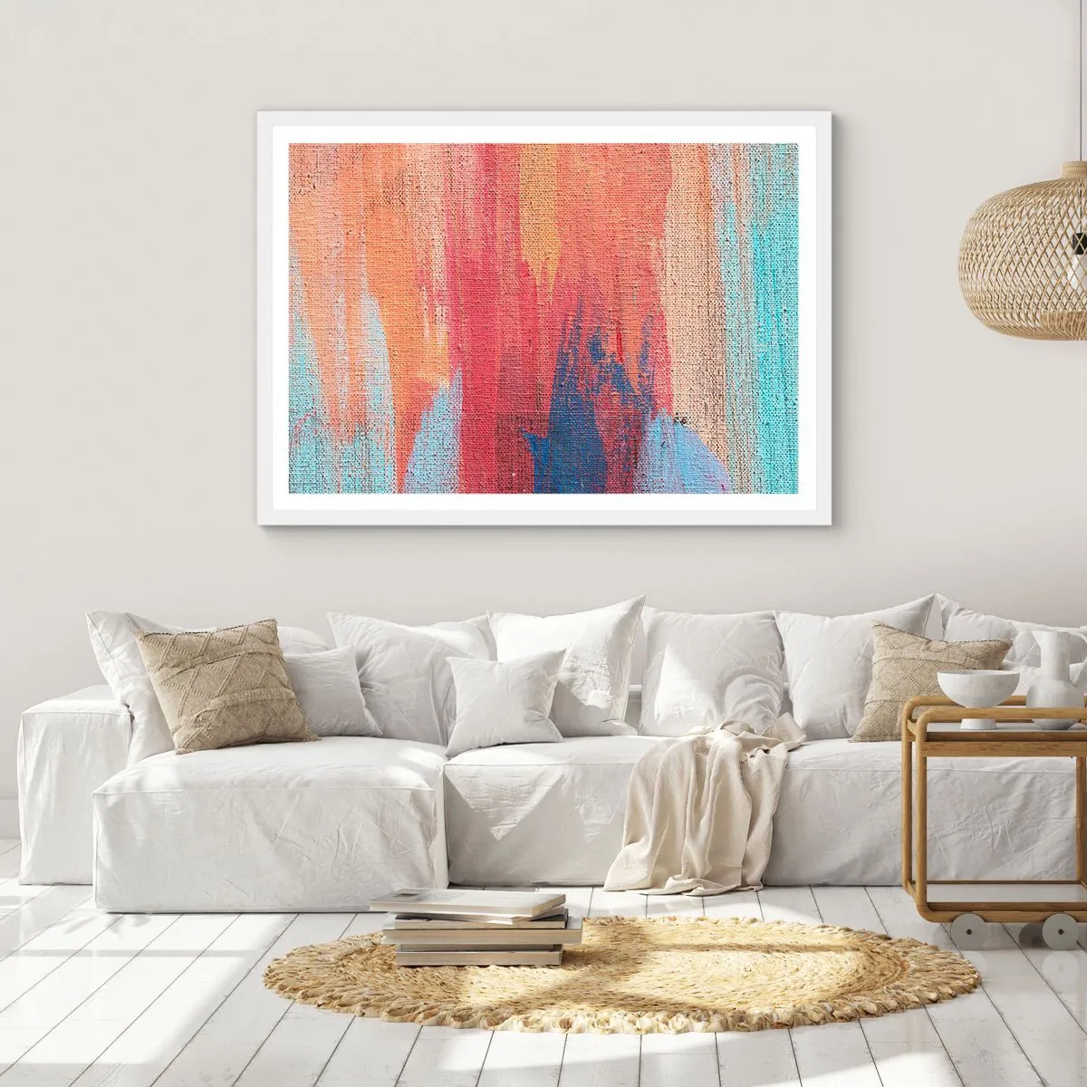 Plakat w białej ramie - Spłynąć tęczą - 70x50 cm