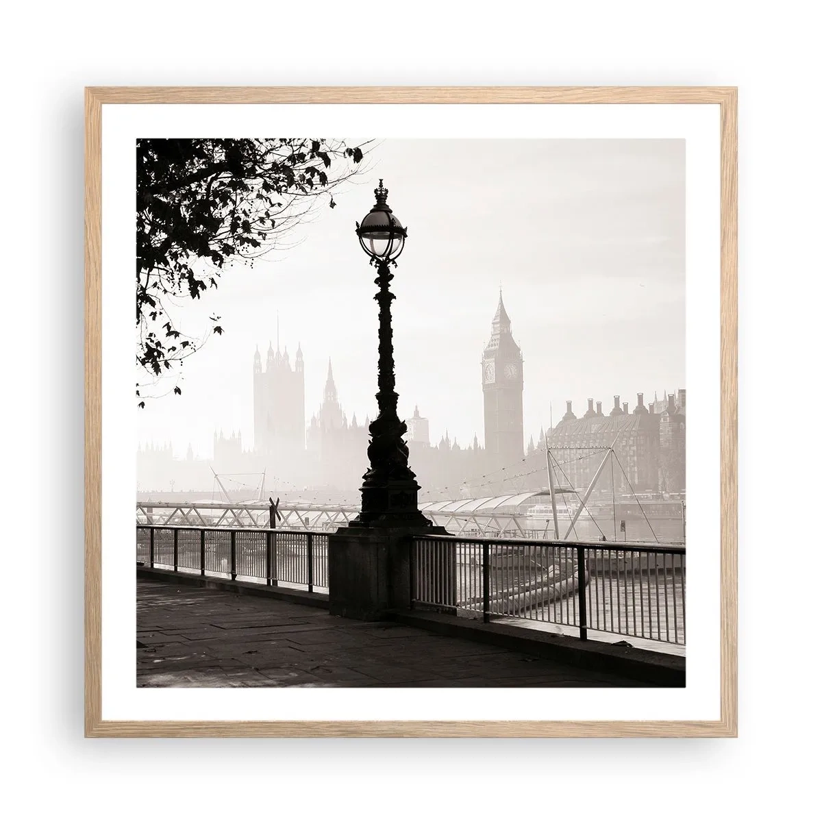 Plakat w ramie jasny dąb - Londyński poranek - 60x60 cm