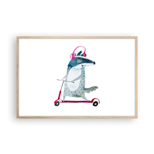 Plakat w ramie jasny dąb - Borsucze radości - 91x61 cm