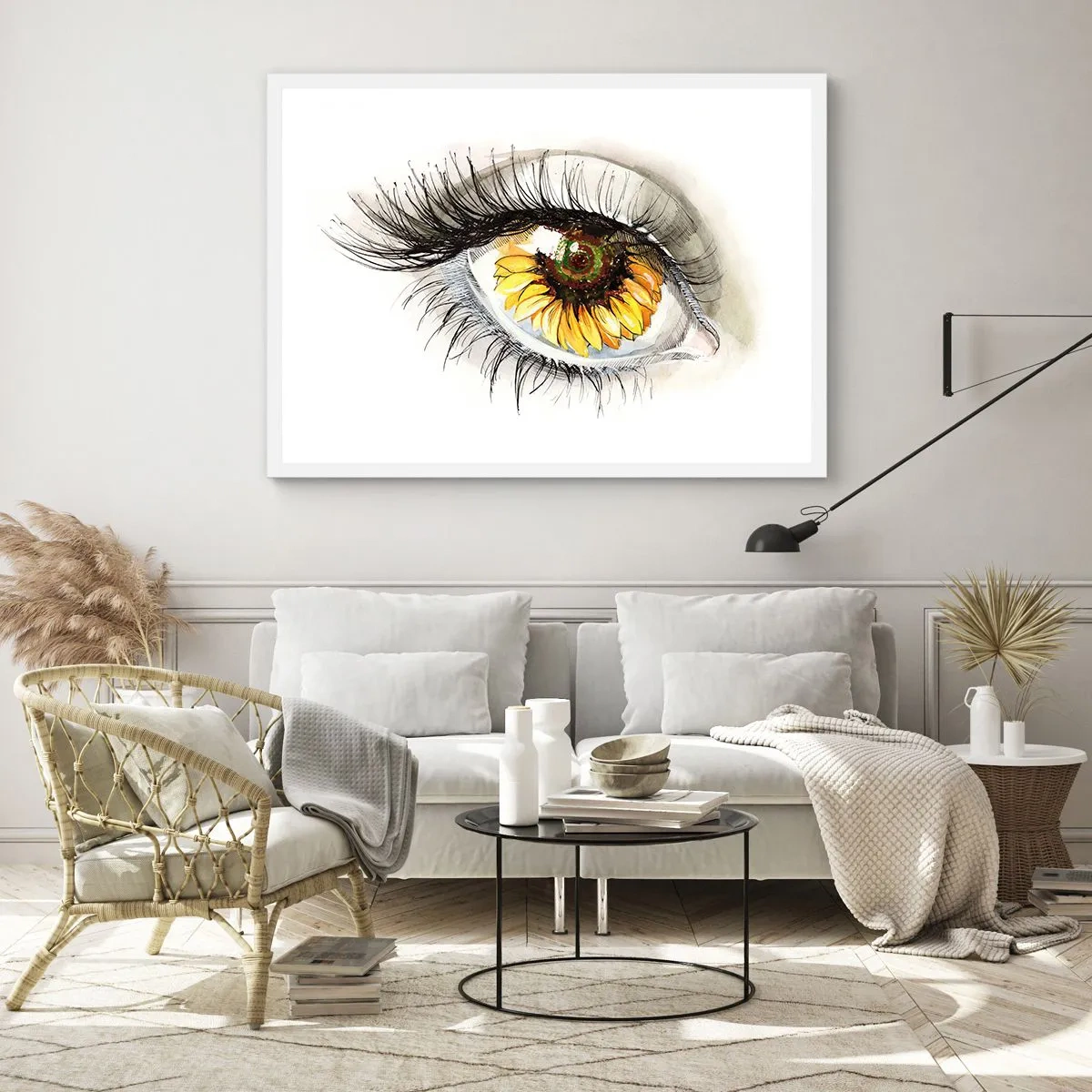 Plakat w białej ramie - Spojrzenie gorące jak lato - 100x70 cm