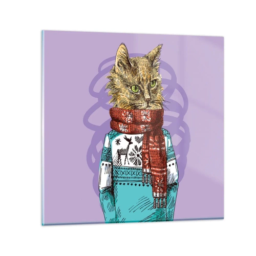 Obraz na szkle - Kot nie tylko w butach - 30x30 cm