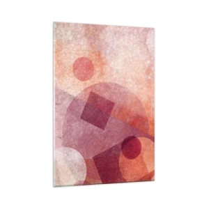 Obraz na szkle - Abstrakcyjne kształty geometryczne w pastelowych odcieniach różu - 80x120cm - Przekształcenia geometryczne w różu - Nowoczesna dekoracja ścienna do salonu i sypialni ARTTOR