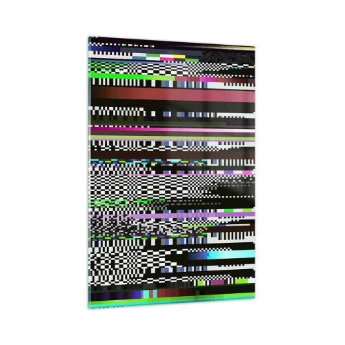 Obraz na szkle - Kolorowe linie i piksele w abstrakcyjnym stylu - 80x120cm - Obraz konrolny rzeczywistości - Nowoczesna dekoracja ścienna do salonu i sypialni ARTTOR