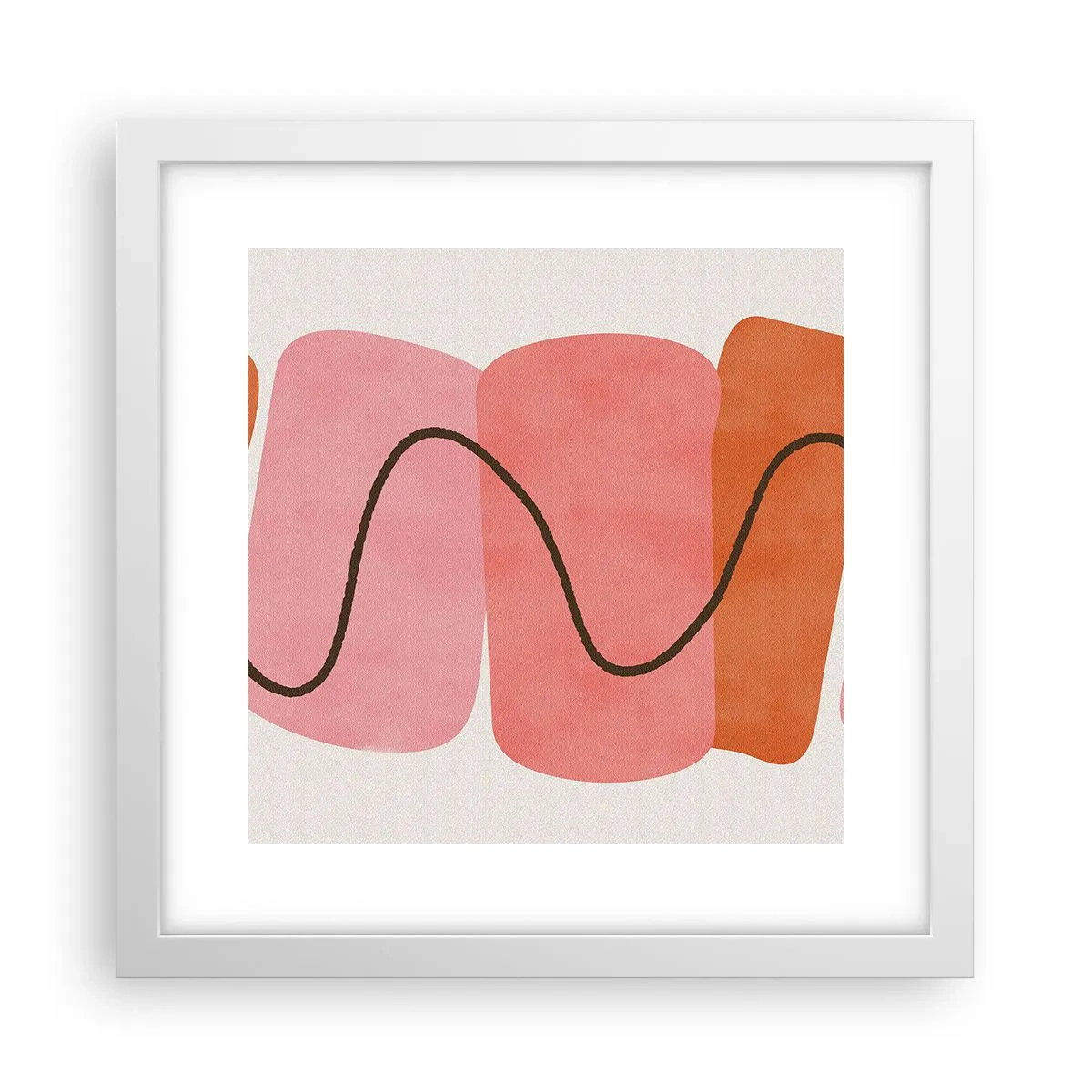 Plakat w białej ramie - łagodny ruch form - 30x30 cm