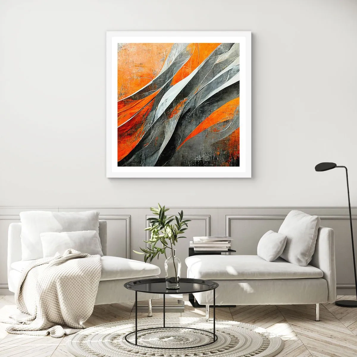 Plakat w białej ramie - Żar i chłód - 40x40 cm