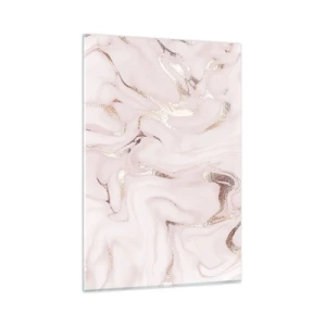 Obraz na szkle - Elegancka abstrakcja w odcieniach różu i złota - 80x120cm - W różowym szale - Nowoczesna dekoracja ścienna do salonu i sypialni ARTTOR