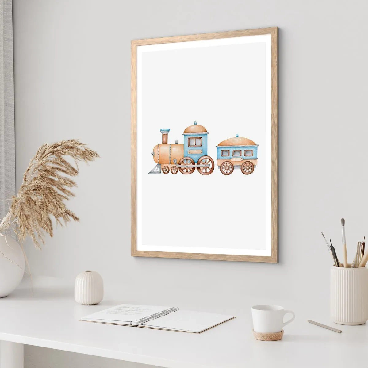 Plakat w ramie jasny dąb - Stoi na stacji... - 70x100 cm