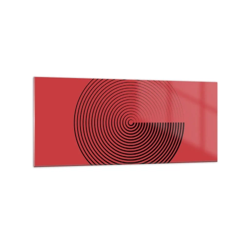 Obraz na szkle - Koncentryczne koła na czerwonym tle - 120x50cm - Ruch kolisty - Nowoczesna dekoracja ścienna do salonu i sypialni ARTTOR