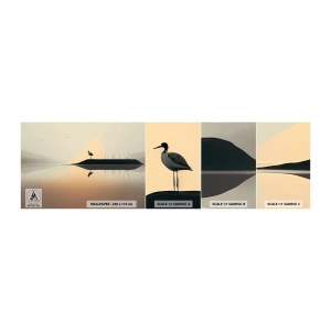 Fototapeta Próbka Standard Eco - Pan na jeziorze - Ptak, Pejzaż, Minimalizm - 100x30 cm