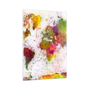 Obraz na szkle - Kolorowa mapa świata w abstrakcyjnej stylistyce - 80x120cm - Jakoś tak samo wyszło - Nowoczesna dekoracja ścienna do salonu i sypialni ARTTOR