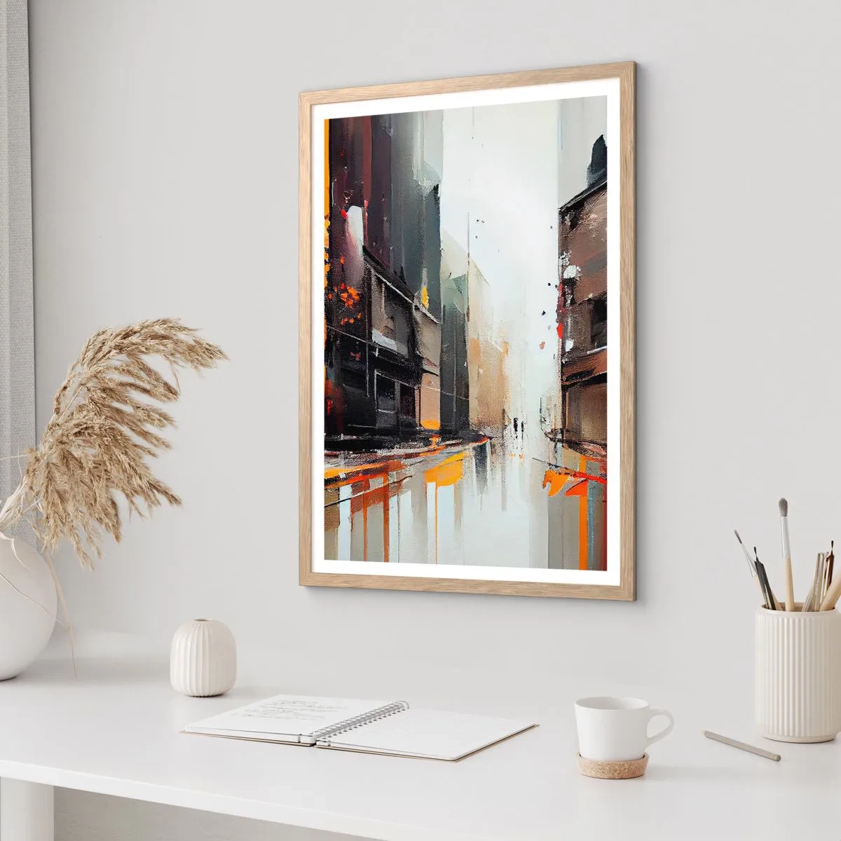 Plakat w ramie jasny dąb - Deszczowy dzień - 61x91 cm