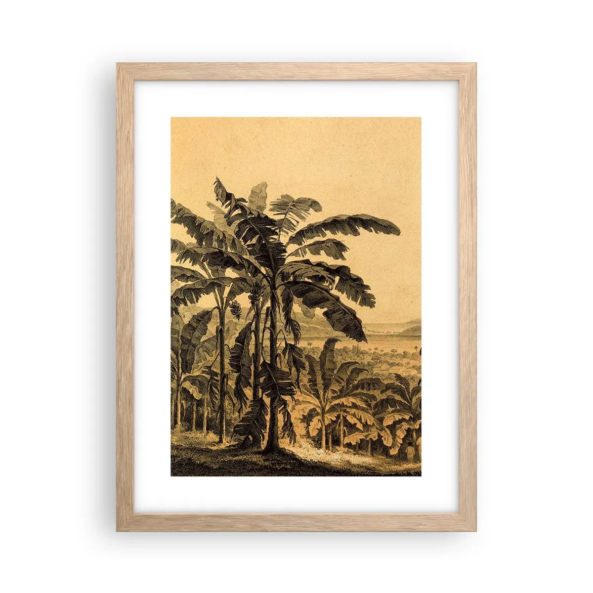Plakat w ramie jasny dąb - w kolonialnym klimacie - 30x40 cm